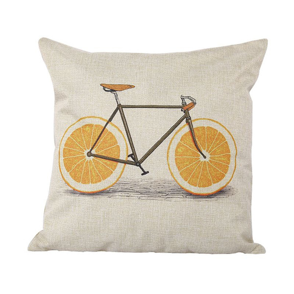 Bicycle Cushion Bird Throw Pillow Case Vintage Girl Riding Bike Retro Bicycle Decorative Cushion Cover Home Decor for Car Sofa