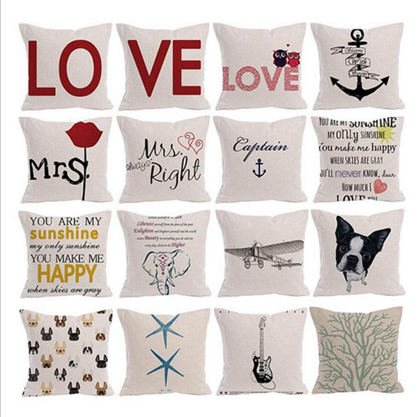 Letter Pillow Cases Linen Square Cushion Cover Love Printing Sofa Throw Pillows Covers Valentine's Day Home Decor YW320