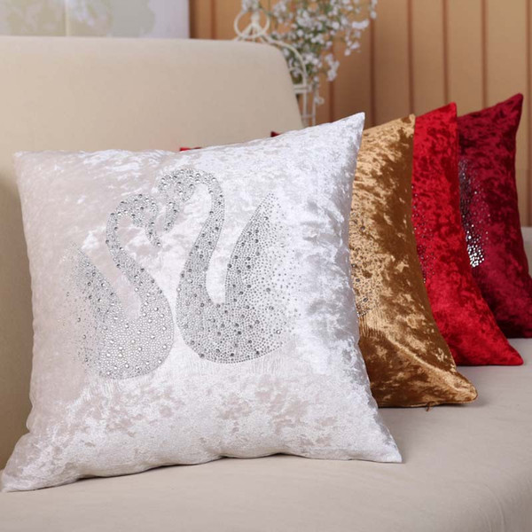 European Style Swan Patterns Decorative Velvet Fabric Throw Pillow Home Bedside Sofa Backrest Cushion Factory Direct Sales