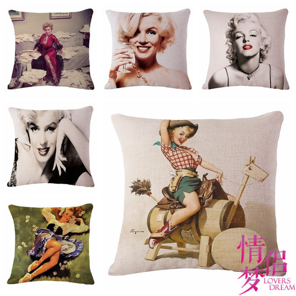 Restore Ancient Ways Marilyn Monroe Cotton Flax Pillow Back Cushion