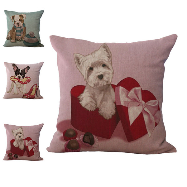 Birthday Dog Pillow Case Cushion cover Linen Cotton Throw Pillowcases Sofa Home Decorative Pillowcover Drop Ship 240535