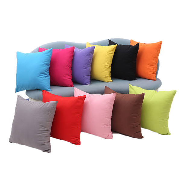 45x45cm pillow case home sofa Solid pillowcase pure color polyester cushion pillow cover candy color christmas decor gift