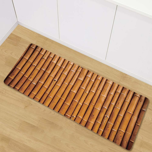 Dropship Bamboo Wood Strip Retro Doormat Kitchen Bath Bathroom Shower Floor Mats Long Sofa Carpets for Living Room Foot Pad