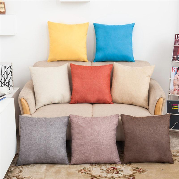 Pillow Covers Cushions Cover Solid Color Linen Fashion Office Sofa Chair Home Textiles Pillowcase Without Pillow Core