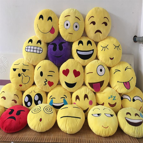 Emoji poop Pillows skins cover without filler Cushion Lovely Emoji Smiley Pillows Cartoon Cushion Pillows Yellow Round Pillow Plush B063