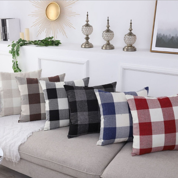 Cushion Covers Plaid Throw Pillow Case Linen Waist Pillowslip Rural Decorative Pillowcases Sofa Car Home Decor 12 Designs YW3132