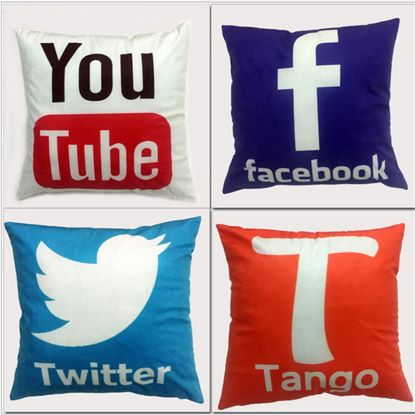 Instant Message APP Design Cushion Cover Facebook YouTube Skype Media Logo Pillow Covers Decorative Sofa Pillowcase 45x45cm