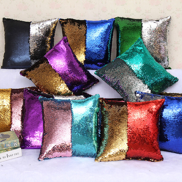 40*40cm Reversible Sequin Mermaid Throw Pillow Case Cushion Cover Decoration Sofa Decor Decorative Pillowcase Beautiful Toss Pillow Covers