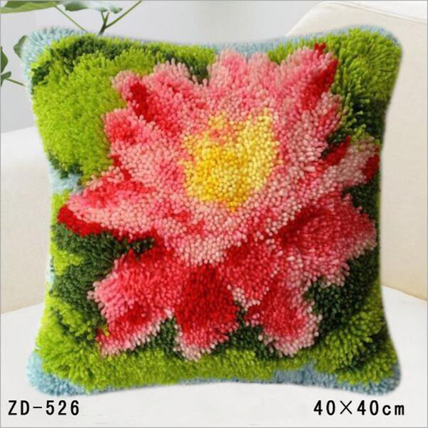 Square Flowers And Plants Patterns Design Latch Hook Diy Creative Pillowcases Throw Pillow Case Cushion Cover 40x40cm