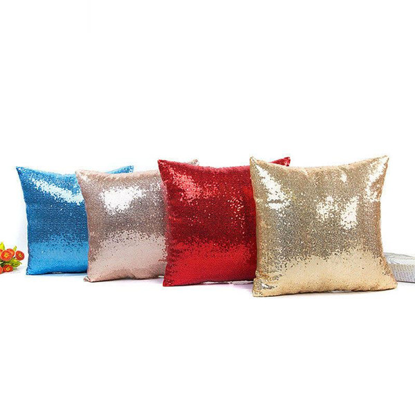 Solid color Sequin Pillowcases Sequin Fashionable Pillowcases Cushion Decorative Pillow Case Decorative Pillow Covers 8 Colors