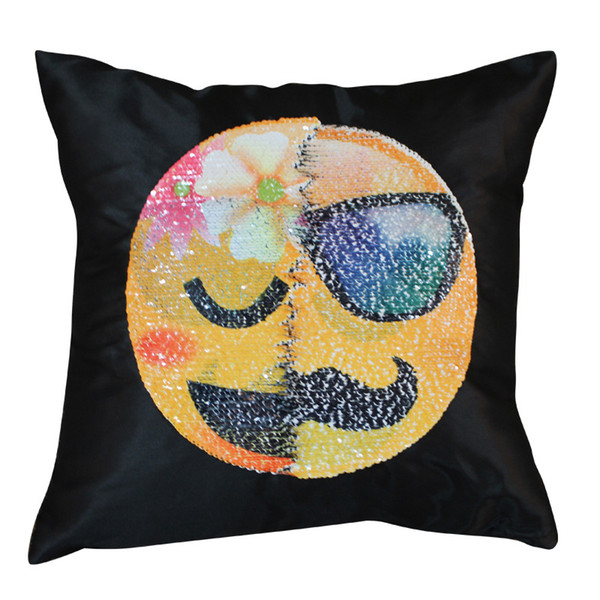 Emoji Changeable Face Cushion Cover Pillow Cases Decorative 15.8*15.8in 40*40cm Pillow for Sofa Home Decor DIY