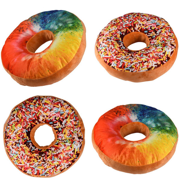 Doughnut Shaped Ring Plush Soft Cushion Colorful Donut Pizza Cushion Decorative Pillow Chair Sofa Seat Accessory