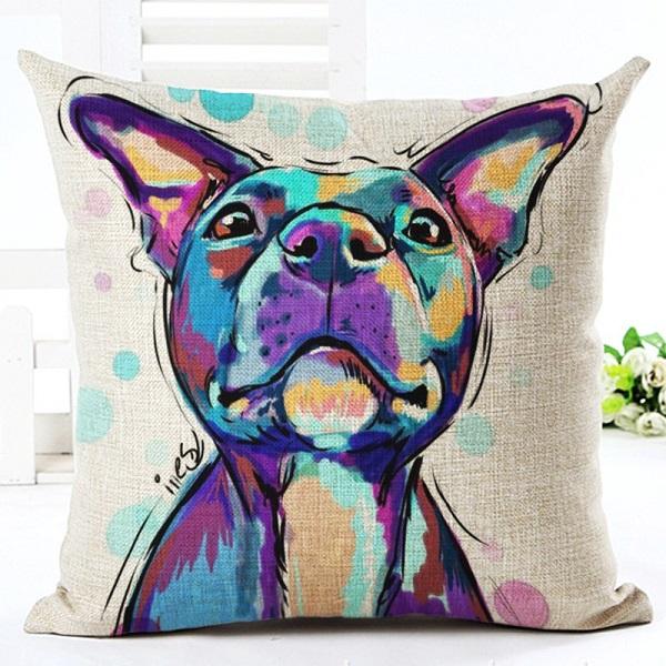 Painting Pop Dog Pillow Covers for Home Sofa Car Bed Cotton Linen Cartoon Cushion Covers 3D Dachshund Pillowcase European Throw Pillow Cases