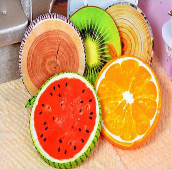 New Fashion Fruit cushion Creative Fruit Removable and Washable Pillow Watermelon Cushion Plush Toy Kiwi Orange Seat Cushion Christmas Gifts