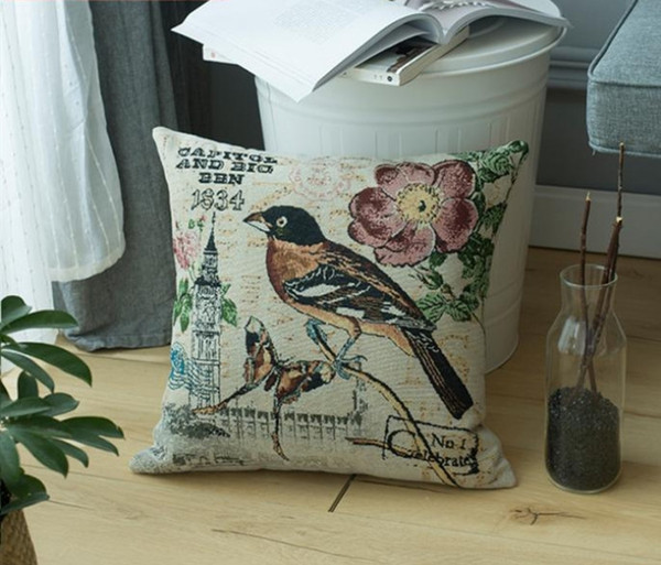 Cartoon fresh style pillowcase jacquard linen pillowcase student office nap pillow cushion