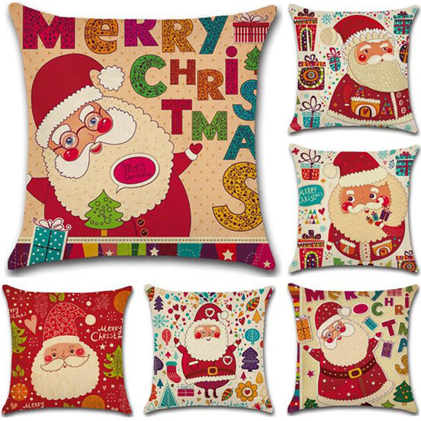 Pillow Covers Cushions Printed Merry Christmas Office Sofa Chair Home Textiles Pillowcase Without Pillow Core Christmas Gift free shipping