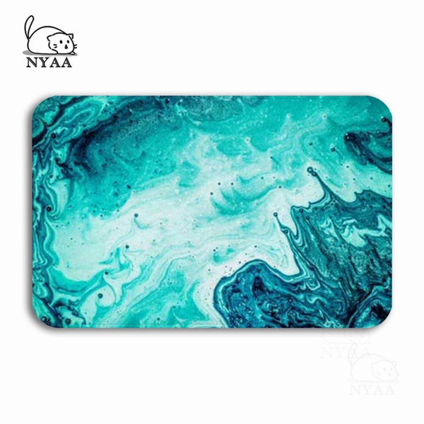 Nyaa Aquamarine Luxury In Easte Doormat Green Marble Texture Floor Mat Anti-slip Carpet Home Decor For Kitchen Bedroom Bathroom