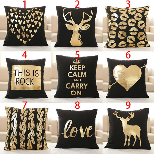 Supersoft Velvet Bronzing Pillow Cover Cushion Cover Home Decor gold stamp Pillow Decorative Throw Pillows LOVE Pillow Case