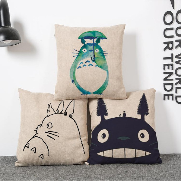 45cm Janpanese Cartoon Totoro Cotton Linen Fabric Waist Pillow 18inch Fashion New Home Gift Coffeehouse Decoration Sofa Car Cushion