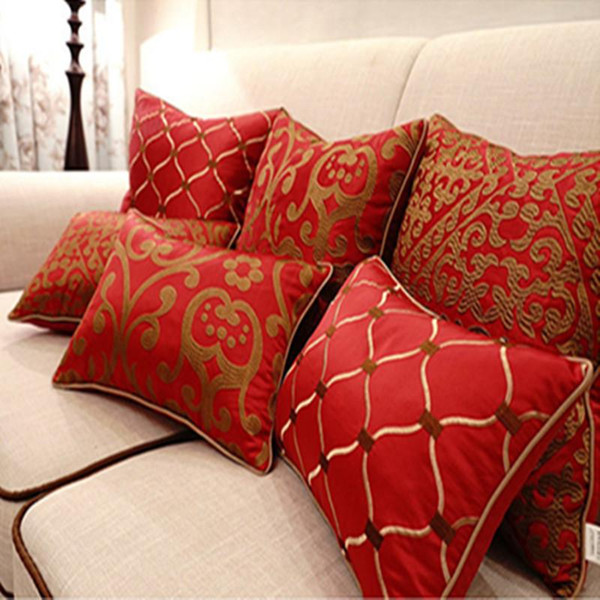 BZ156 Luxury Red Embroidery Cushion Cover Pillow Case Home Textiles supplies decorative throw pillows chair seat