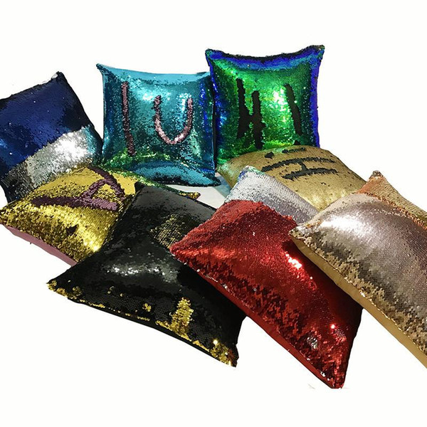 BZ173 Two-color beads sequins pillow Cushion Cover Sofa Pillowcase Cafe Home Textiles Decor throw pillows chair seat