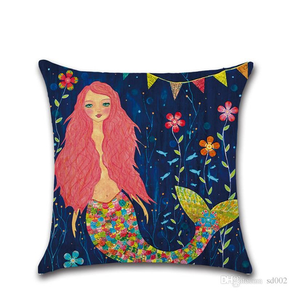 The Explosion Variety Of Styles Cartoon Mermaid Pillows Case Cushion Cover Colorful Sea-Maiden No Pillow Core Small 4 8kh cc