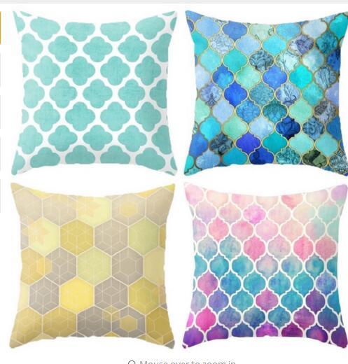 Colorful Geometric Cushion Cover 45x45CM (18x18IN) Gradient Plaid Pillow Cover Pillow Case Home DecorAEI-145