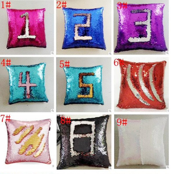 Wholesale Sequin Mermaid Pillow Case Cover Cushion Cover Magical Throw Pillowcase 23 Colors Changing Pillow Case Free shipping