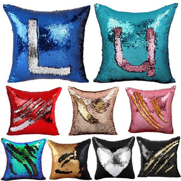 Sequin Pillow Case cover Glamour Square Pillow Case Cushion Cover Home Sofa Car Decor Mermaid Bright Pillow Art & Craft Diy Pillow