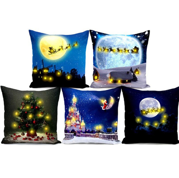 LED Light Cushion Cover Christmas Theme Letters Pillowslip Comfortable For Bedroom Decor Pillow Case 30 pcs