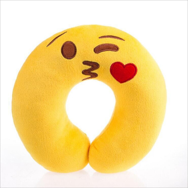 Hot 6 color emoji Cushion U-shaped Pillow Travel Pillow for Self-driving Travel cartoon Pillow 10pcs T1I047