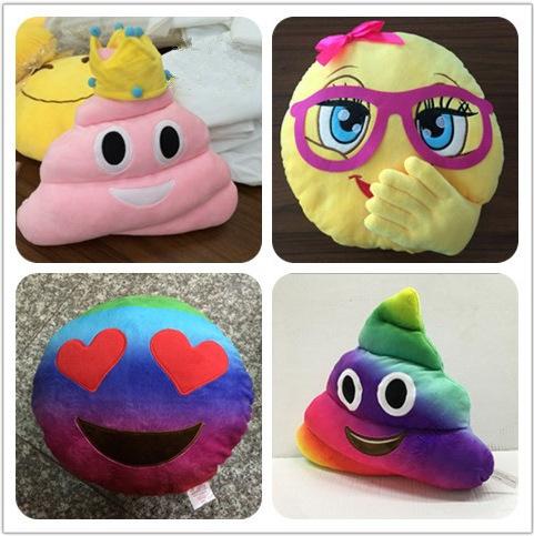 New emoji 35cm plush toys Pillow Cushion cartoon 14 inches Stuffed Animals Pillows dolls crown pink rainbow color