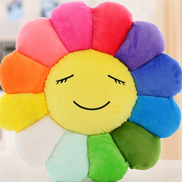 Rainbow Emoticon Pillow Lovely Cushion Sun Flower Doll Home Textiles Decorative Colorful Smile Face 18yh1 F1