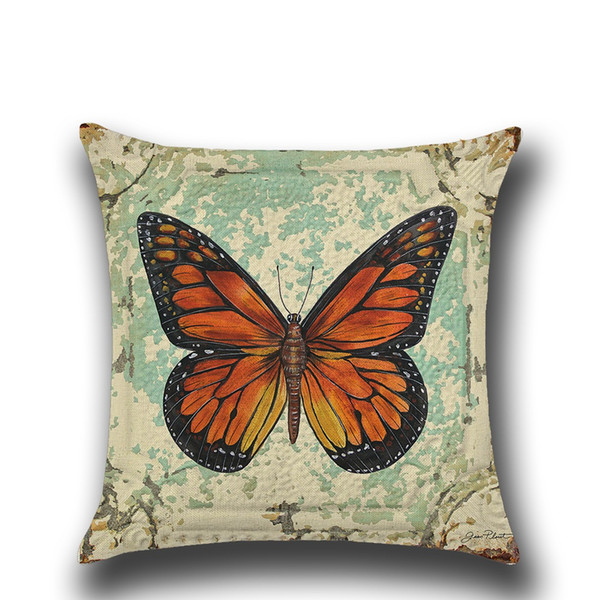 Woven linen cotton cushion cover sofa summer style car office home decorative throw pillow case cover butterfly pillowcase