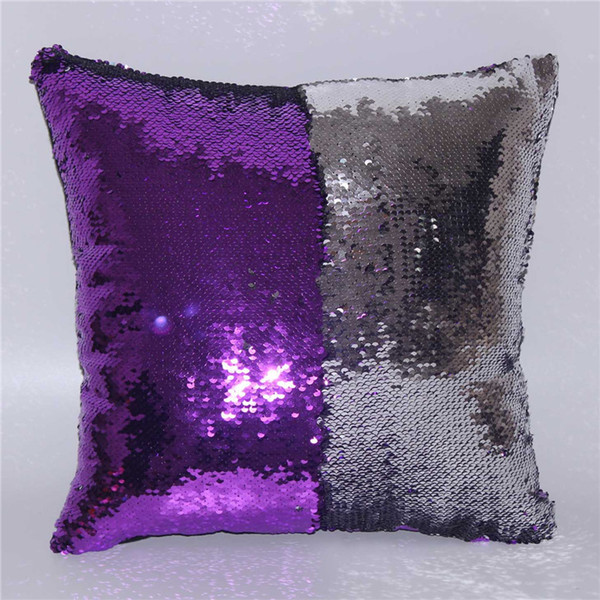 New 38 Colors 40*40cm Doule-color Magic Reversible Mermaid Sequins Pillow Cover Glitter Pillow Cover Throw Pillow