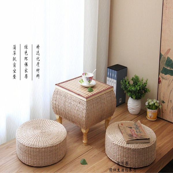 Cushion Rattan Grass Pucao Meditation Mat Thicker Cushion Tatami Mat Bay Window Be Applicable Circular Low Stool To Sit Pier