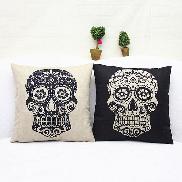 Square 45x45cm Skull Style Printed Decorative Sofa Throw Cushion Pillows Bed Car Living Room Decor Almofada cojines - With Inner