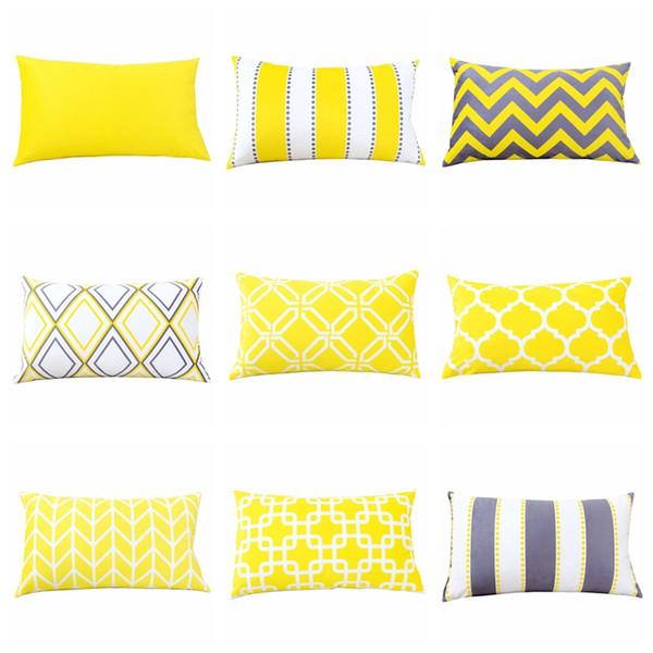 Wholesale Home Decor Velvet Pillow Cover Yellow Grey Geometric Cushion Cover 30*50cm Sofa Car Decorative Lumbar Pillow