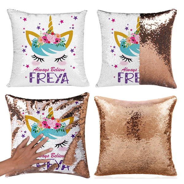 Unicorn Sequins Pillow Case Reversible Pillow Cover Mermaid Sequin Pillowcase Sofa Cushion Unicorn Decorative Pillow covers GGA2001