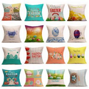 43*43cm Easter egg pillow case Easter print letter Linen sofa pillow cushion Bunny Rabbit Square pillow cover Home Textiles AAA1652