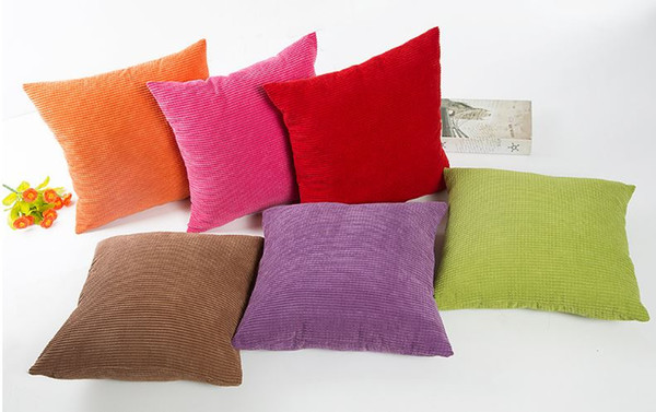 45*45cm Pure Color Concise Corduroy Square Corn Grain Shaped Pillowcase Car Sofa Throw Pillow Decor Cushion Cover