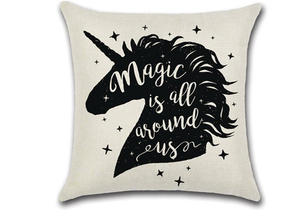 Unicorn Cotton Linen Throw Pillow Case Cushion Cover Home Office car Decorative 18inch X 18 Inch