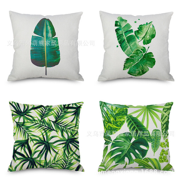 Ins Wind Tropic Botany Flax Report Pillow Case Fresh Imitate Mabaozhen Automobile Sofa Back Cushion Cushion Pillow Factory