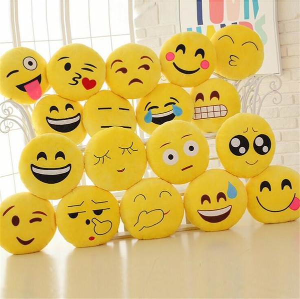 100pcs 20 Styles Diameter 33cm Comfort Soft Emoji Smiley Emoticon Round Cushion Pillow Stuffed Toys Household Plush Cushion Doll 1773