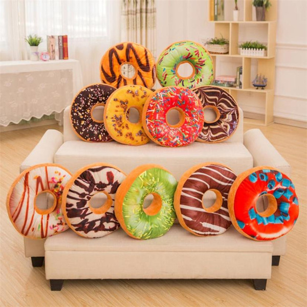 Doughnut Shaped Ring Plush Soft Cushion Colorful Donut Pizza Cushion Decorative Pillow Chair Sofa Seat Accessory