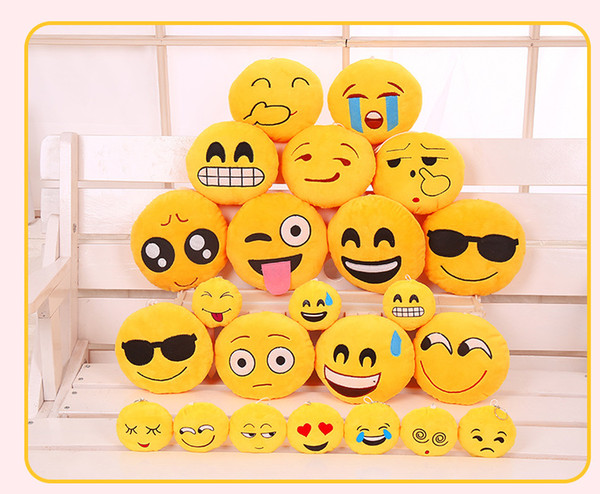 QQ expression cushion Emoji Stuffed Plush Pillows Cartoon Smiley Pillow Cushions Yellow Round Pillow Stuffed Plush Toys 12.6