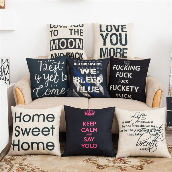 Pillow Covers Cushions Cover Printed Alphabet Letter Linen Fashion Office Sofa Chair Home Textiles Pillowcases Without Pillow Core