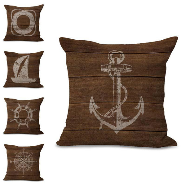 Boat Anchor Compass Life Buoy Pillow Case Cushion Cover Linen Cotton Throw Pillowcases Sofa Decorative PW683 DROP SHIP 300683