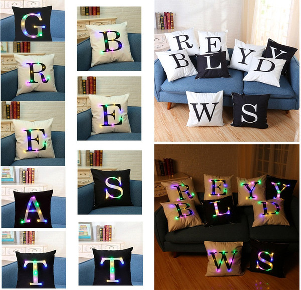 LED lights Pillow Case cover Decorative Letter Pillow Cover Glitter Reversible Sofa Magic Double Reversible Cushion cover Pillowcase MK71