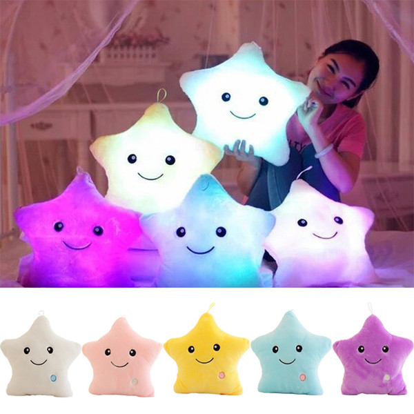 Luminous Glowing Pillow Star Led Light Soft Stuffed Plush Pillow stars Doll Colorful Night Light Kids Cushion Christmas Toys Birthday gifts